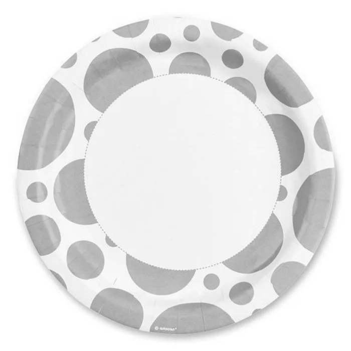 Główne zdjęcie produktu Papírové talířky Solid Color Dots modré