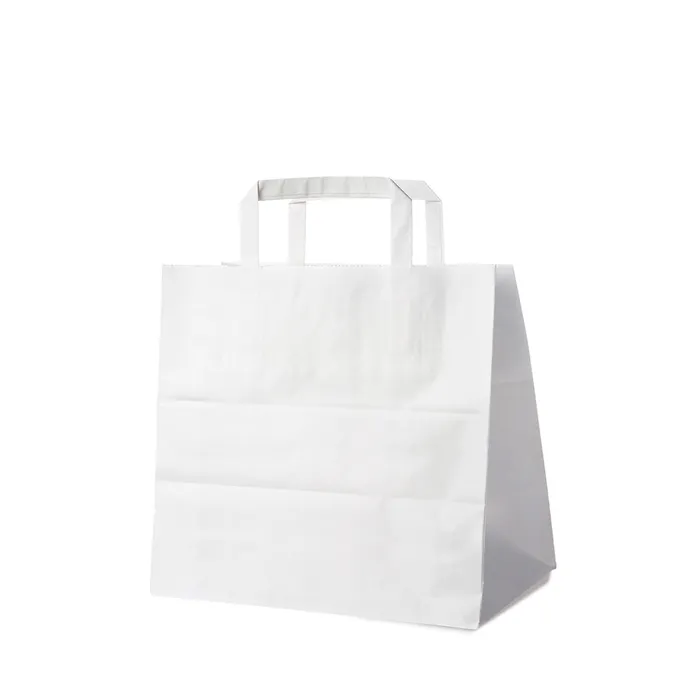 Główne zdjęcie produktu Papírové tašky 26+17 x 25 cm bílé [50 ks]