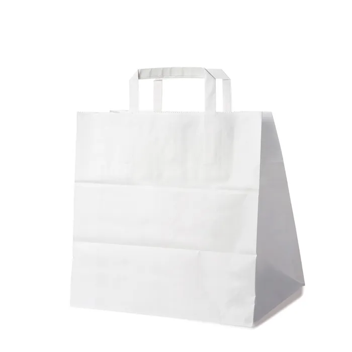 Główne zdjęcie produktu Papírové tašky 32+21 x 33 cm bílé [50 ks]