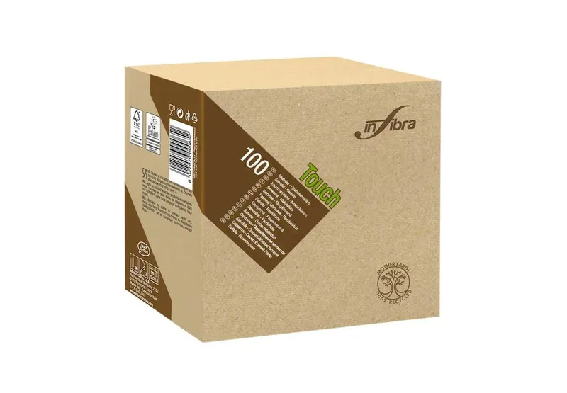 Główne zdjęcie produktu Papírové ubrousky BIO-EKO INFIBRA 2-vrst. 33x33 cm béžové [100 ks]