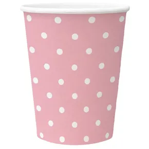 Kubek papierowy PAW Eco 250 ml Dots light pink [8 szt.]
