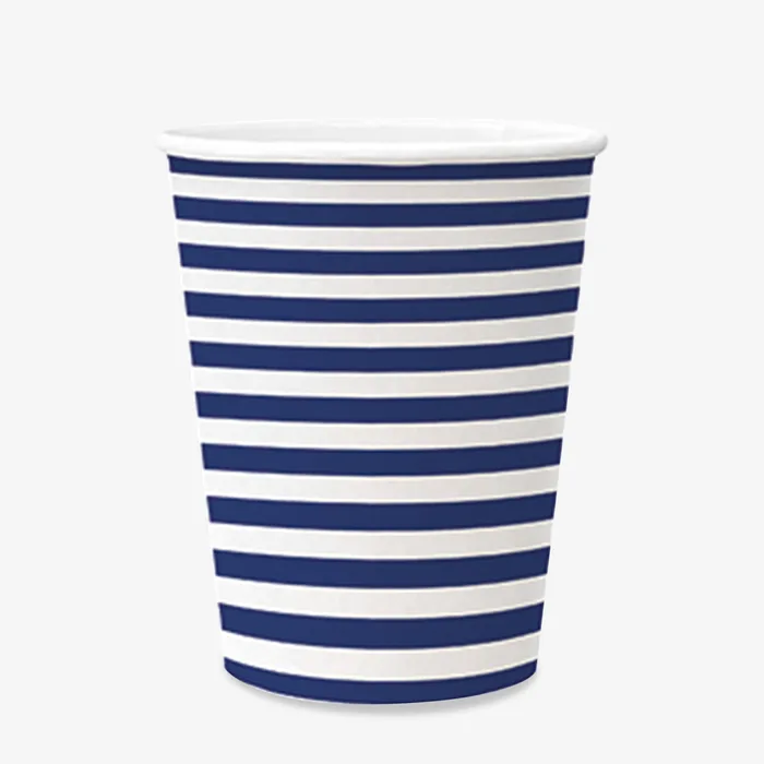 Główne zdjęcie produktu Papírový kelímek PAW Eco 250 ml Stripes dark blue [8 ks]