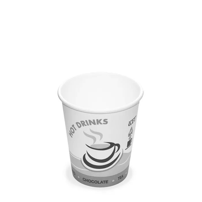 Główne zdjęcie produktu Papírový kelímek s potiskem "HOT DRINKS" 0,2 l (průměr 80 mm) [50 ks]