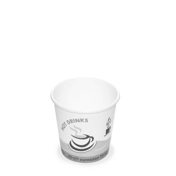 Główne zdjęcie produktu Papírový kelímek s potiskem "HOT DRINKS" Espresso (průměr 62 mm) [50 ks]