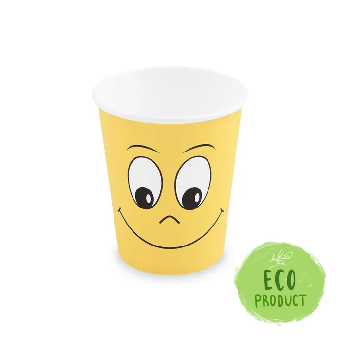 Główne zdjęcie produktu Papírový kelímek, Smiling face, 280 ml, `M`, průměr 80 mm [10 ks]