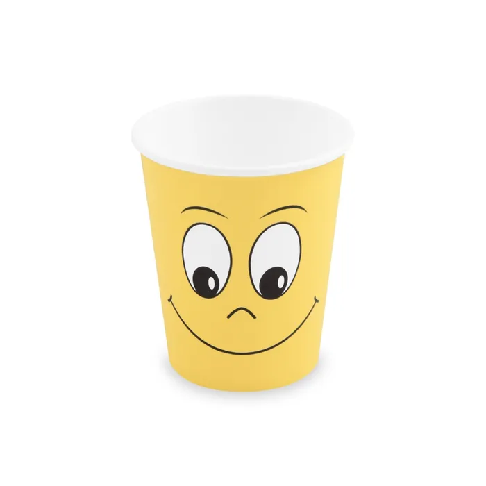 Główne zdjęcie produktu Papírový kelímek, Smiling face, 280 ml, `M`, průměr 80 mm [50 ks]