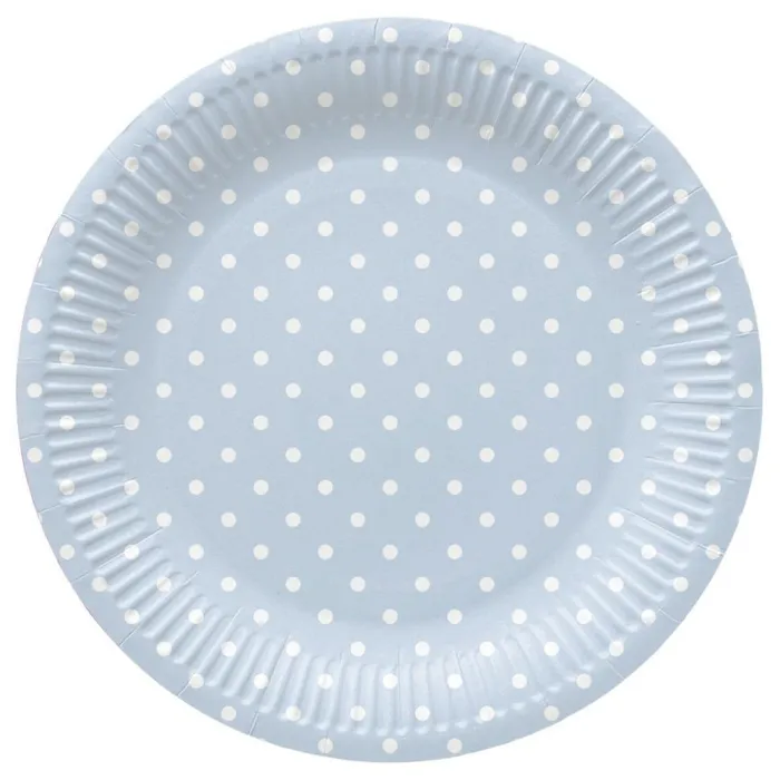 Główne zdjęcie produktu Papírový talíř (FSC Mix) Dots Light Blue O23cm [8 ks]