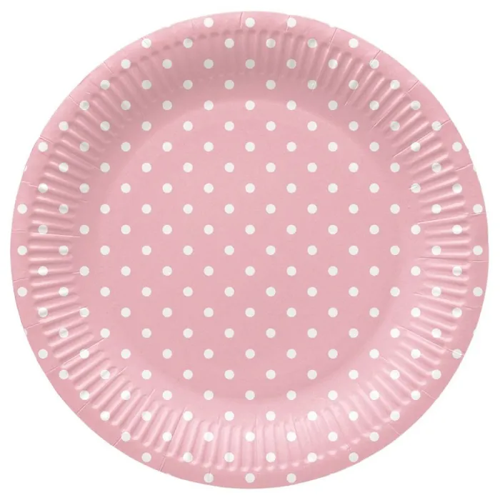 Główne zdjęcie produktu Papírový talíř (FSC Mix) Dots Light Pink O23cm [8 ks]