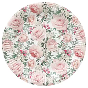 Talerz papierowy (FSC Mix) Gorgeous Roses O23cm [8 szt]