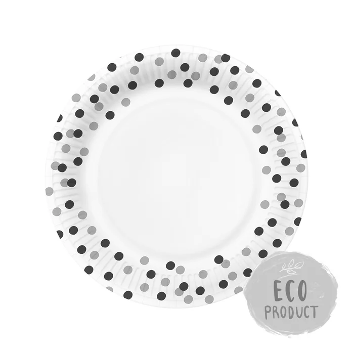 Główne zdjęcie produktu Papírový talíř PAW Eco 23 cm Confetti - gold / black