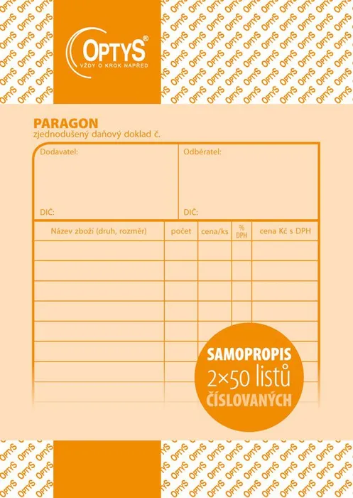 Główne zdjęcie produktu Paragon A6, samopropisovací, číslovaný, 2 x 50 listů 1086