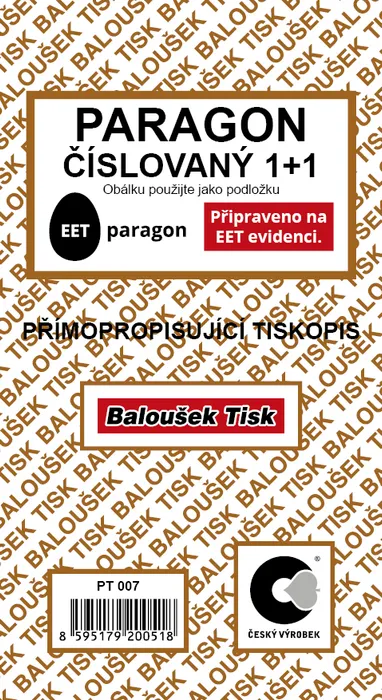 Główne zdjęcie produktu Paragon číslovaný EET PT007
