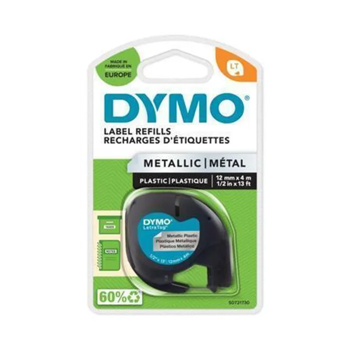 Główne zdjęcie produktu Páska, 12 mm x 4 m, DYMO "Letratag", stříbrná
