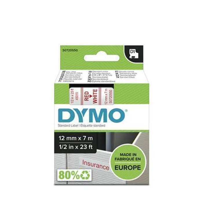 Główne zdjęcie produktu Páska, 12 mm x 7 m, DYMO "D1", bílá-červená