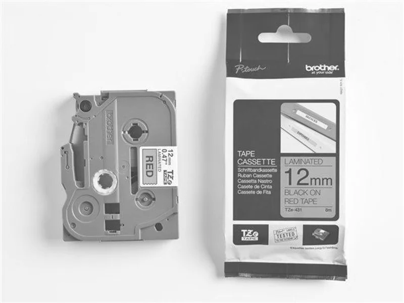 Główne zdjęcie produktu Páska, 12 mm x 8 m, BROTHER, červená-černá
