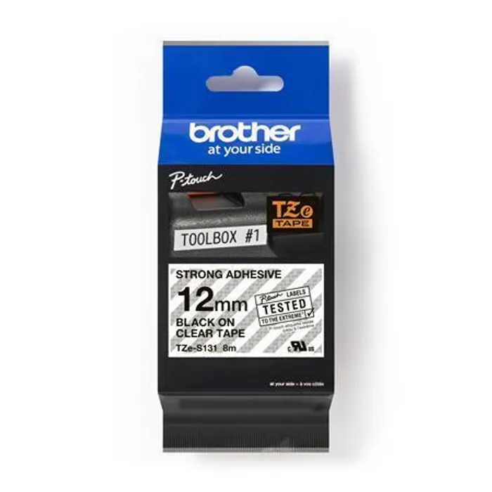 Główne zdjęcie produktu Páska, 12 mm x 8 m, BROTHER, průhledná-černá