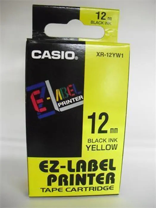 Główne zdjęcie produktu Páska, 12 mm x 8 m, CASIO, žlutá-černá