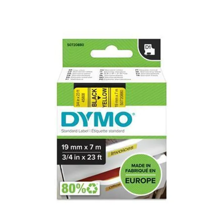 Główne zdjęcie produktu Páska, 19 mm x 7 m, DYMO "D1", žlutá-černá