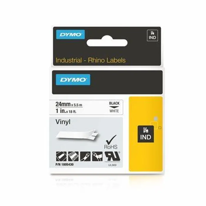 Główne zdjęcie produktu Páska, 24 mm x 5,5 m, DYMO "Rhino", bílá-černá