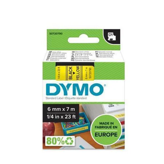 Główne zdjęcie produktu Páska, 6 mm x 7 m, DYMO "D1", žlutá-černá