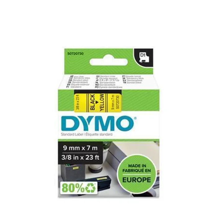Główne zdjęcie produktu Páska, 9 mm x 7 m, DYMO "D1", žlutá-černá