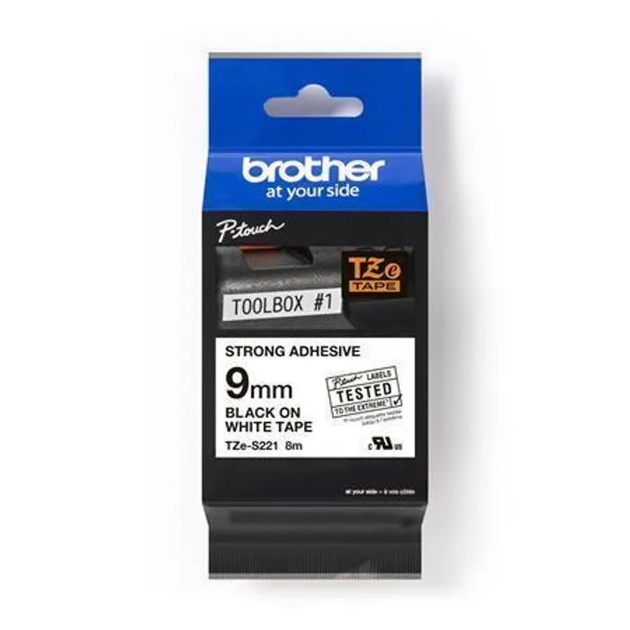 Główne zdjęcie produktu Páska, 9 mm x 8 m, BROTHER, bílá-černá