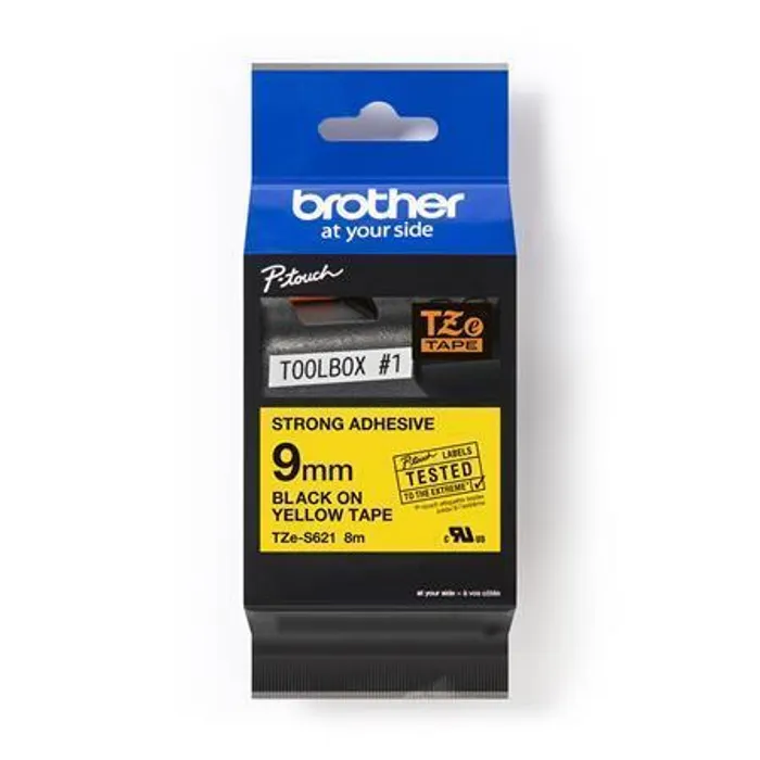 Główne zdjęcie produktu Páska, 9 mm x 8 m, BROTHER, žlutá-černá