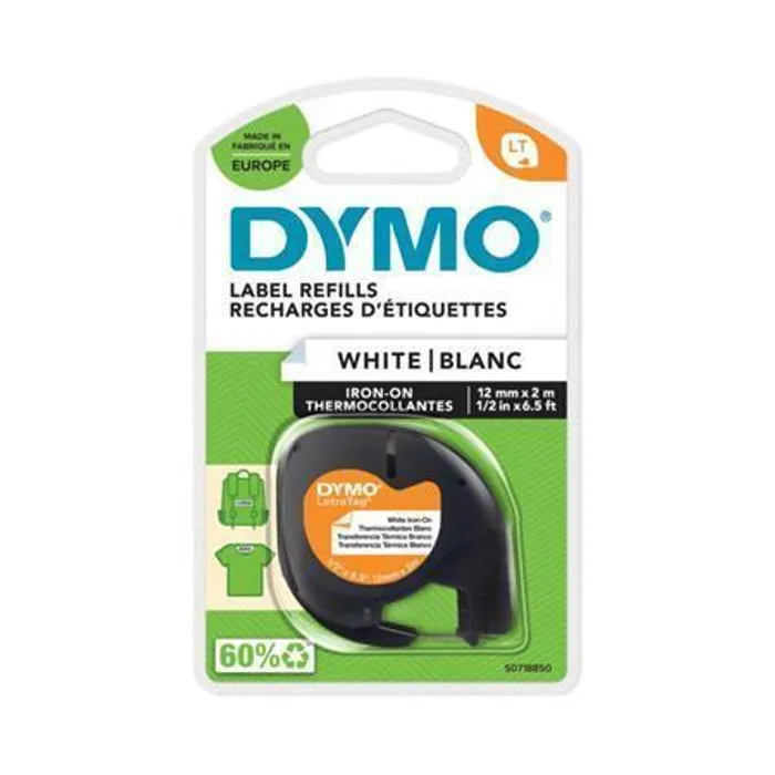 Główne zdjęcie produktu Páska, nažehlovací, 12 mm x 2 m, DYMO "Letratag", bílá