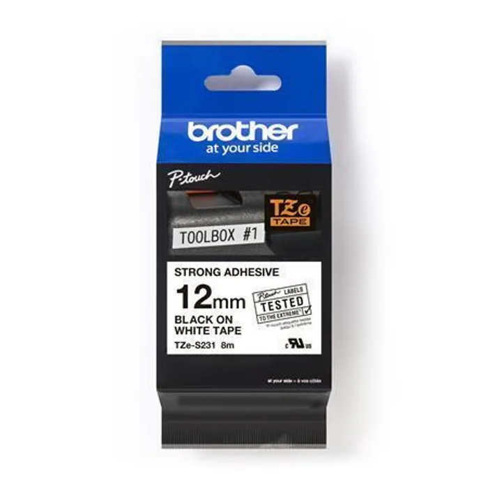Główne zdjęcie produktu Páska, pevná, 12 mm x 8 m, BROTHER, bílá-černá