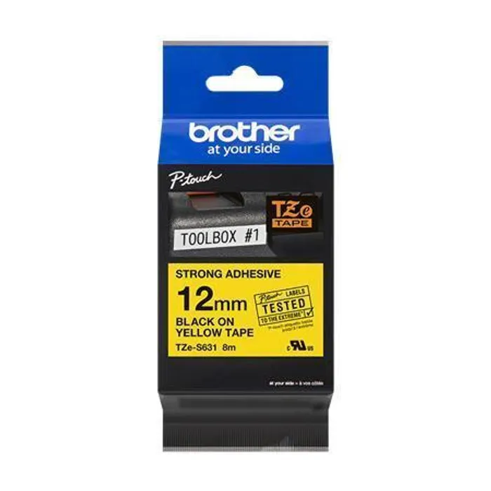 Główne zdjęcie produktu Páska, pevná, 12 mm x 8 m, BROTHER, žlutá-černá