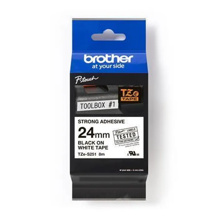 Główne zdjęcie produktu Páska, pevná, 24 mm x 8 m, BROTHER, bílá-černá