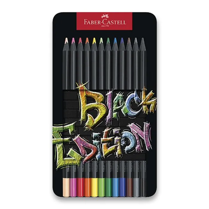 Główne zdjęcie produktu Pastelka Black Edition, plechová krabička 12 ks Faber-Castell 116413