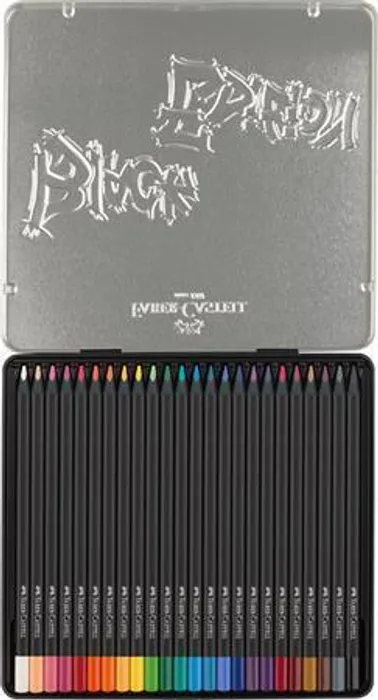Główne zdjęcie produktu Pastelka Faber-Castell 116425 Black Edition, plechová krabička 24 ks