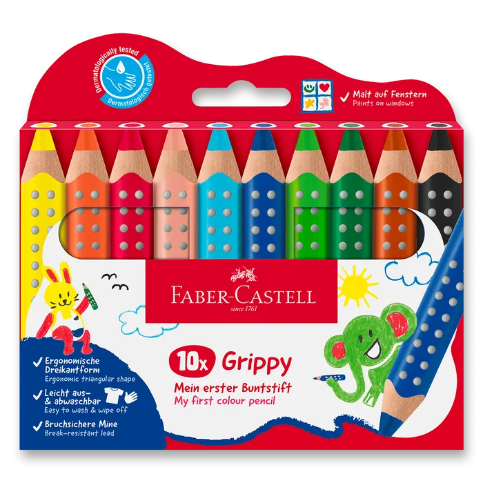Główne zdjęcie produktu Pastelka Faber-Castell Grippy - 10 barev