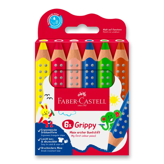 Główne zdjęcie produktu Pastelka Faber-Castell Grippy - 6 barev