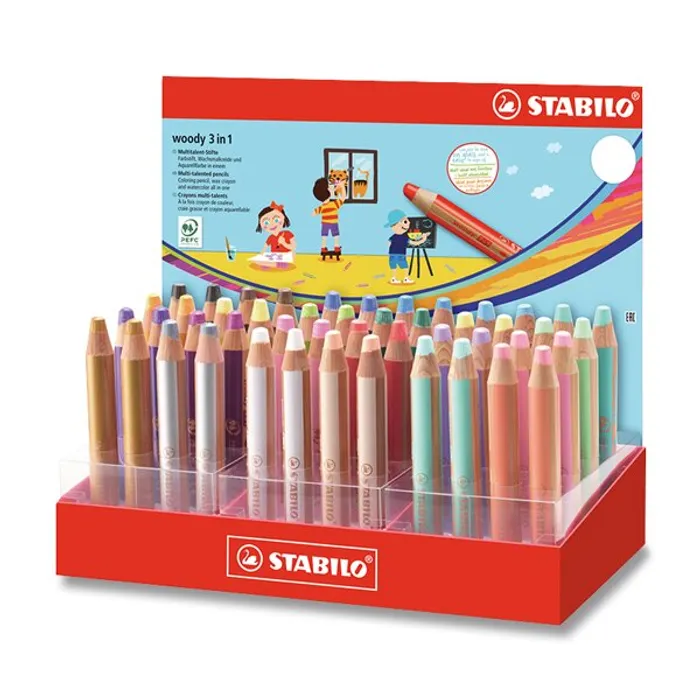 Główne zdjęcie produktu Pastelka Stabilo Woody 3 in 1 stojánek, 48 ks