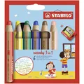 Kredka, linia wodna i pisak woskowy w jednym STABILO woody 3 w 1 - zestaw 6 szt. z temperówką