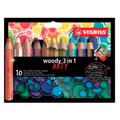 Kredka, linia wodna i pisak woskowy w jednym STABILO woody 3 w 1 ARTY - zestaw 10 szt. + temperówka