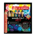 Kredka, linia wodna i pisak woskowy w jednym STABILO woody 3 w 1 ARTY 6 szt. zestaw z temperówką