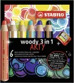 Kredka, linia wodna i pisak woskowy w jednym STABILO woody 3 w 1 ARTY 6 szt. zestaw z temperówką