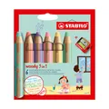 Kredka, linia wodna i pisak woskowy w jednym STABILO woody 3 w 1 PASTEL - 6 szt. z temperówką