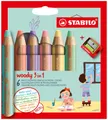 Kredka, linia wodna i pisak woskowy w jednym STABILO woody 3 w 1 PASTEL - 6 szt. z temperówką