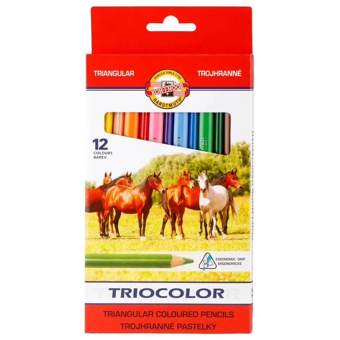Główne zdjęcie produktu Pastelky 3142 trojhranné 12ks Triocolor středně silné