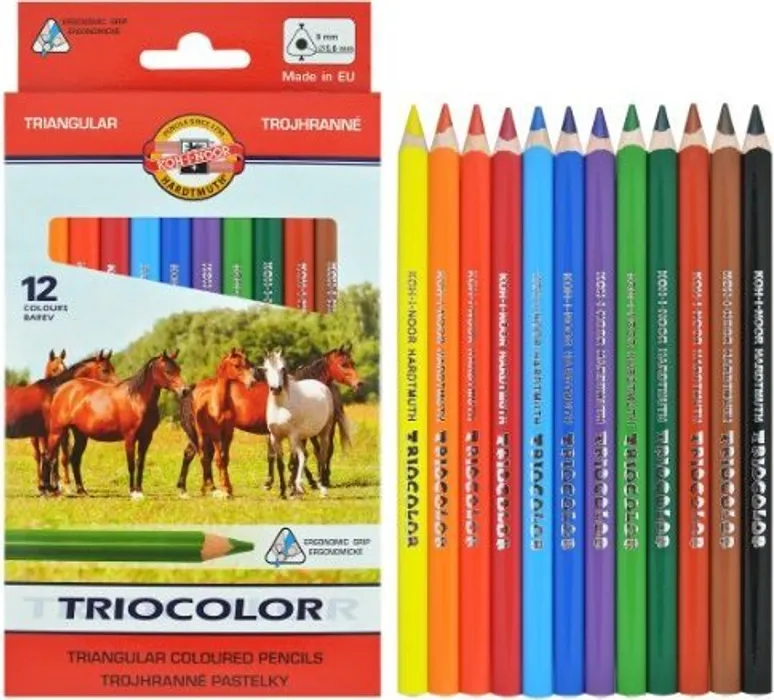Główne zdjęcie produktu Pastelky 3142 trojhranné 12ks Triocolor středně silné