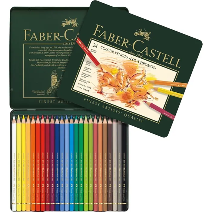Główne zdjęcie produktu Pastelky Faber-Castell 110024 Polychromos plechová krabička, 24 barev