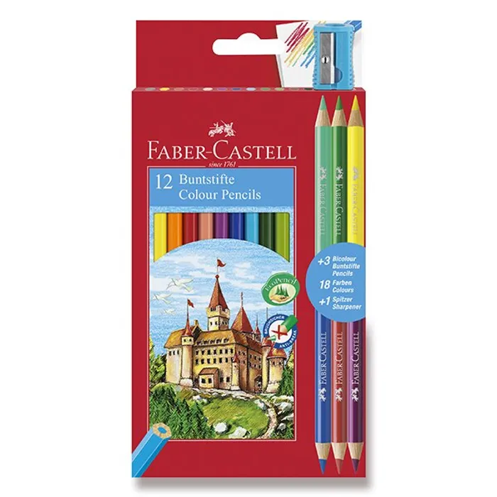 Główne zdjęcie produktu Pastelky Faber-Castell 110312, 12 barev + 6 barev