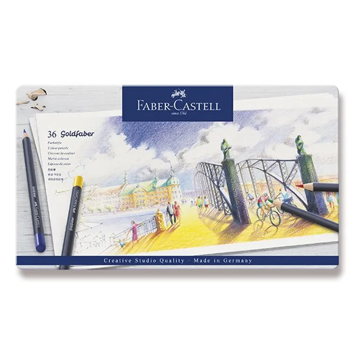 Główne zdjęcie produktu Pastelky Faber-Castell 114736 Goldfaber plechová krabička, 36 barev