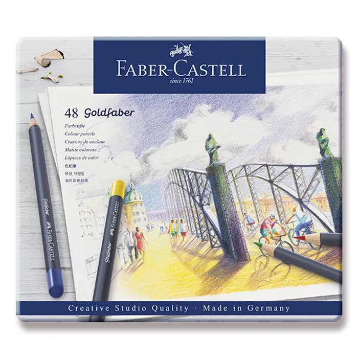 Główne zdjęcie produktu Pastelky Faber-Castell 114748 Goldfaber plechová krabička, 48 barev