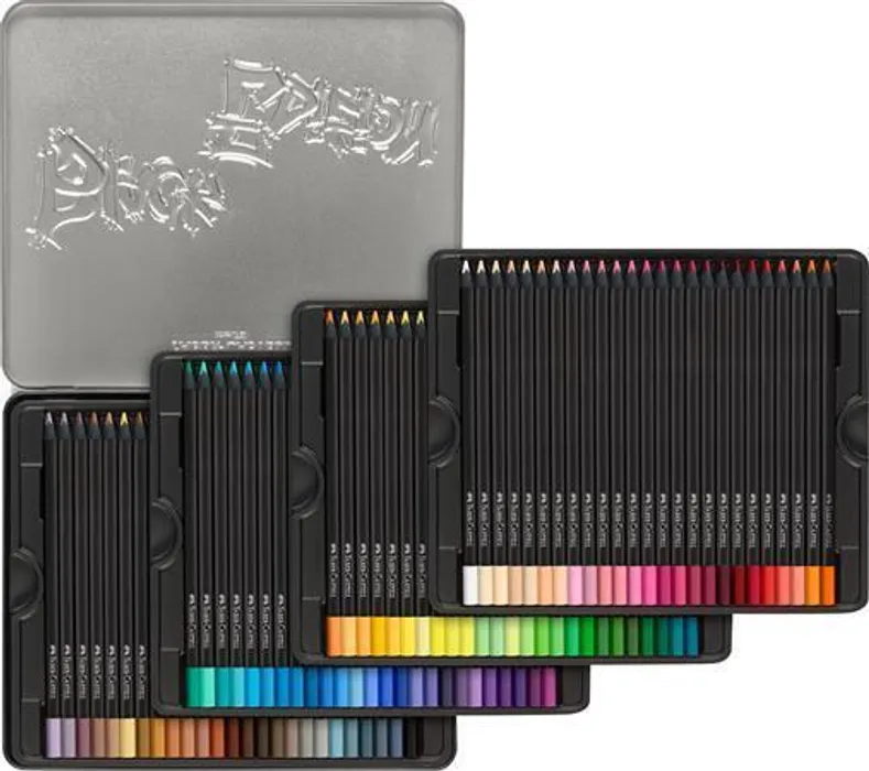 Główne zdjęcie produktu Pastelky Faber-Castell 116490 Black Edition 100 barev, plechová krabička