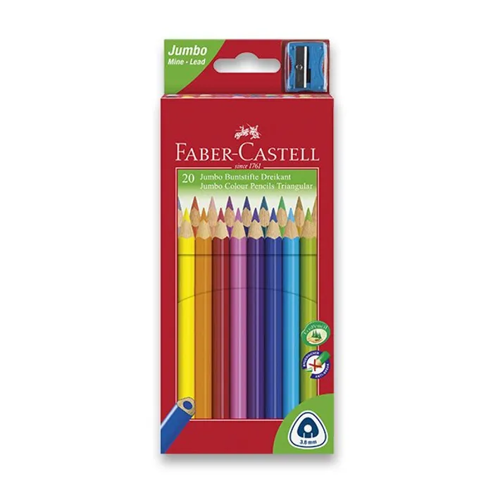 Główne zdjęcie produktu Pastelky Faber-Castell 116520 Junior Triangular 20 barev + ořezávátko